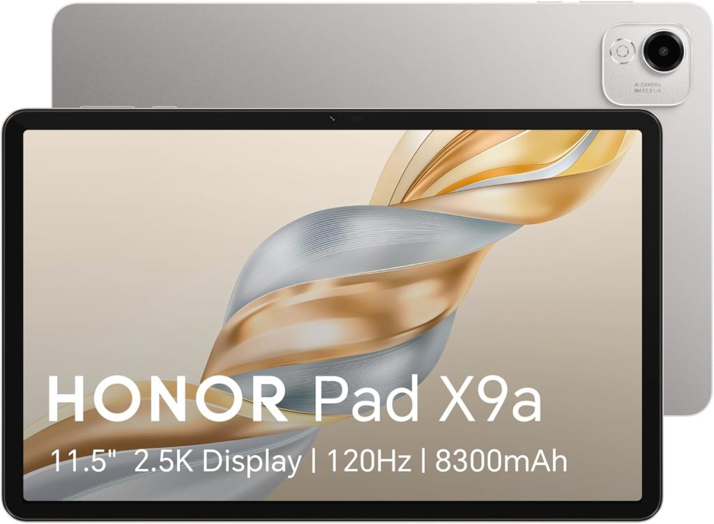 اونر تابلت باد X9a واي فاي بشاشة 11.5 انش 120Hz، ذاكرة RAM 8GB + تخزين 128GB، اندرويد 15، سناب دراجون 685، بطارية 8300mAh، شحن سريع 35 واط، دعم ستايلس، رمادي (موديل 2025) + غطاء قلاب واقي مجاني