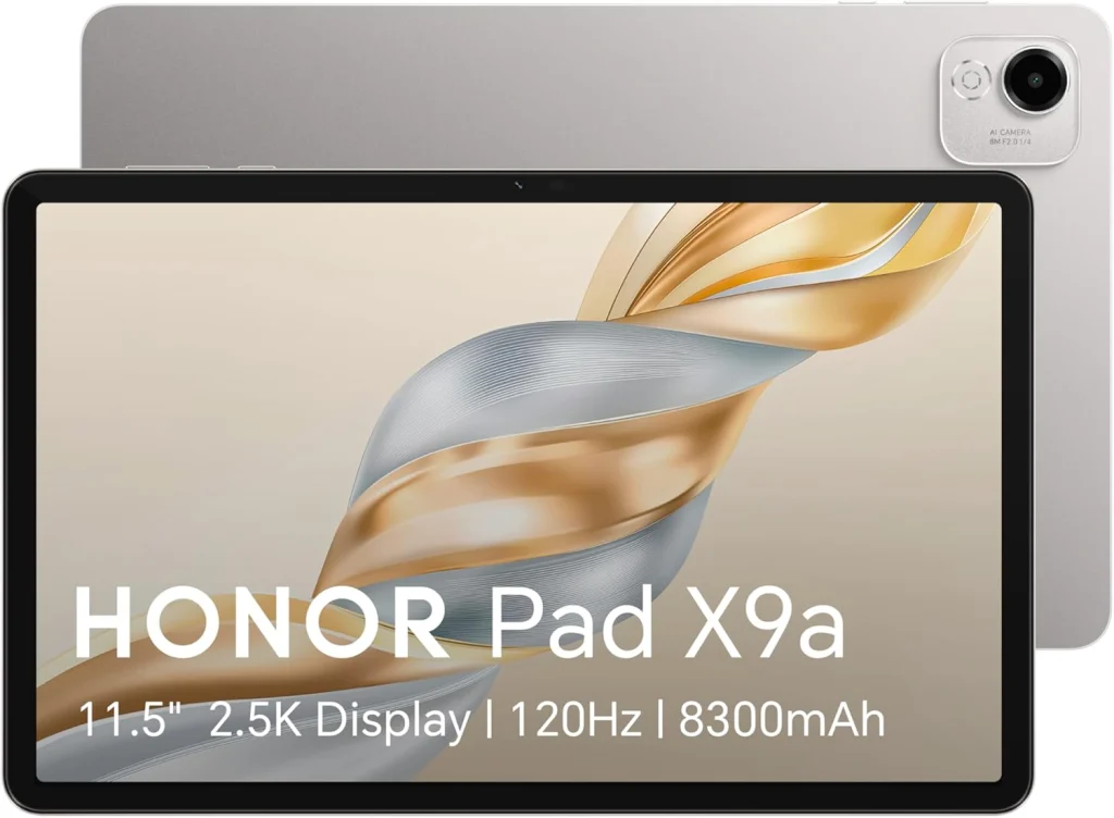 اونر تابلت باد X9a واي فاي بشاشة 11.5 انش 120Hz، ذاكرة RAM 8GB + تخزين 128GB، اندرويد 15، سناب دراجون 685، بطارية 8300mAh، شحن سريع 35 واط، دعم ستايلس، رمادي (موديل 2025) + غطاء قلاب واقي مجاني