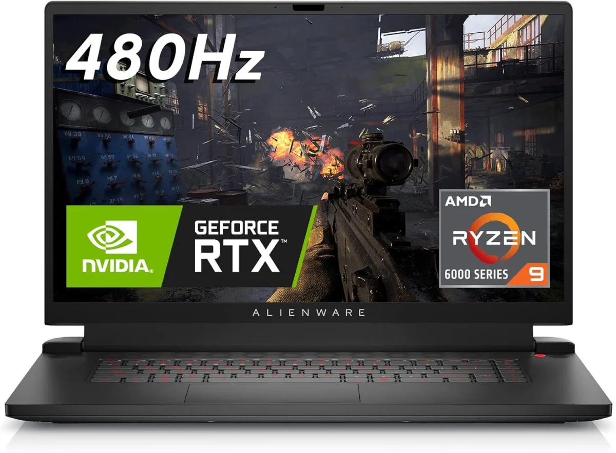 الينوير لابتوب العاب M17R5 بشاشة 17.3 انش FHD 480Hz ومعالج AMD رايزن 9-6900HX، ذاكرة RAM DDR5 32GB وSSD 1TB وانفيديا جيفورس RTX 3080 GDDR6، ويندوز 11 هوم، دعم لمدة عام - دارك سايد اوف ذا مون، اسود