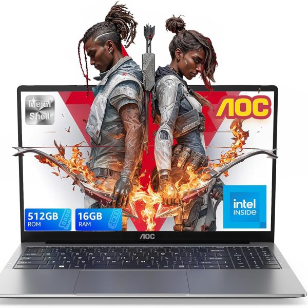 لابتوب 16GB RAM 512GB SSD بشاشة FHD 15.6 انش (حتى 3.6GHz) ويندوز 11، خفيف ورفيع، هيكل معدني، كاميرا ويب، نوع C، USB3.2