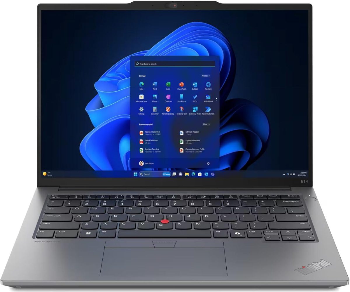 لينوفو لابتوب ثينك باد E14 21M7001UAD بشاشة 14 انش WUXGA (1920x1200) IPS ومعالج الترا 7 155H وذاكرة RAM 16GB DDR5 وSSD 1TB وبطاقة رسومات انتل ارك مدمجة بدون دي في دي وشنطة ونظام دوس (بدون ويندوز)،