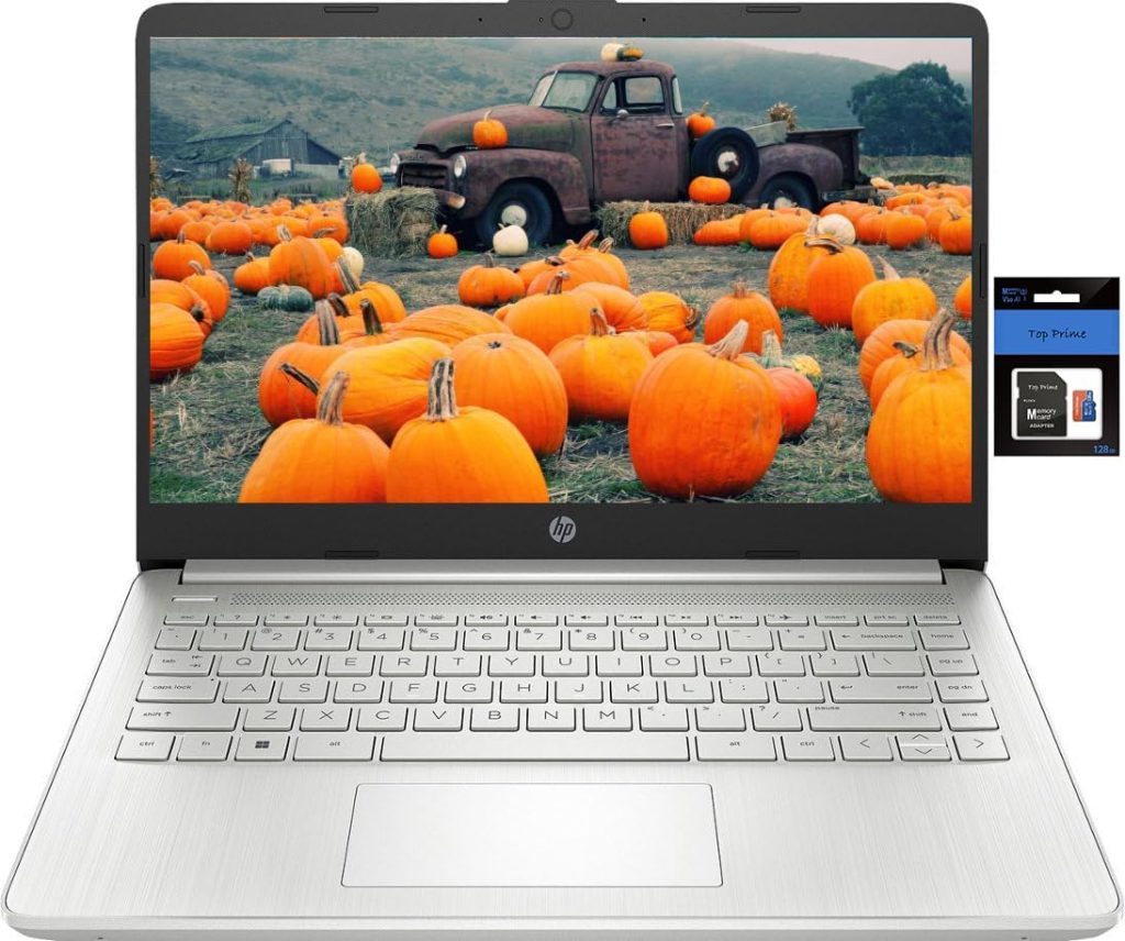 HP لابتوب HD ستريم 14 انش للطلاب والاعمال، معالج انتل سيليرون ان رباعي النواة، ذاكرة RAM 8GB، تخزين 256GB (128GB eMMC + بطاقة SD TP 128GB)، اوفيس 365 لمدة عام، HDMI، واي فاي، USB-A&C، ويندوز 11