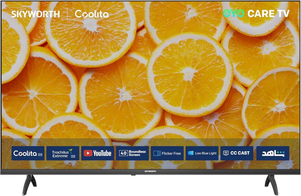 سكاي ورث تلفزيون LED 32E6500G بدقة 2K مقاس 32 بوصة (جوجل تي في)، أسود