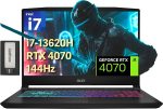 MSI لابتوب العاب كاتانا 15.6 انش 144Hz FHD، انتل i7-13620H، 16GB DDR5، 1TB PCIe SSD، كيبورد 4 مناطق RGB، لوحة ارقام، انفيديا جيفورس RTX 4070، ويندوز 11 برو، اسود، مجموعة قاعدة شحن 256GB