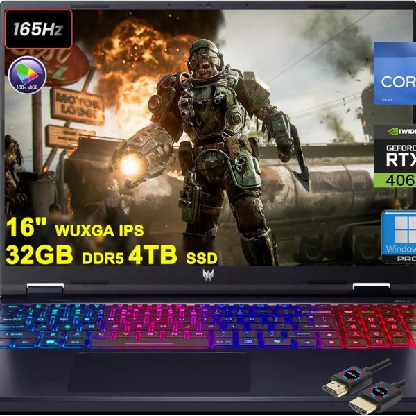 ايسر لابتوب العاب بريداتور هيليوس نيو 16 بشاشة 16 انش WUXGA IPS 165Hz (100% sRGB) ومعالج انتل i9-14900HX و32GB DDR5 4TB SSD وبطاقة عرض مرئي جيفورس RTX 4060 8GB باضاءة خلفية RGB كيلر AX1675i ويندوز 11