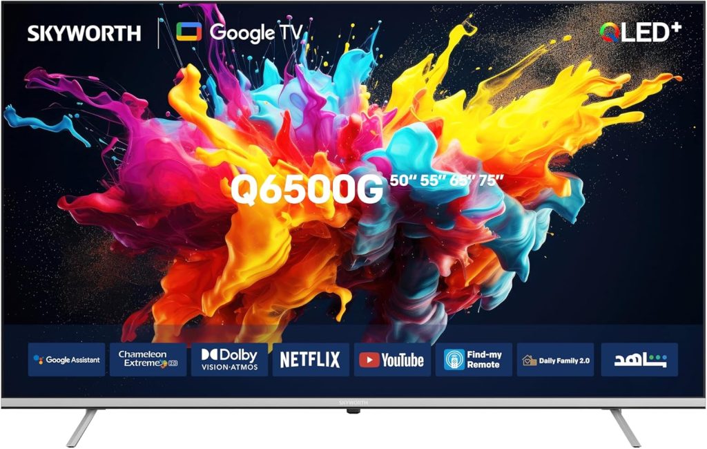 سكاي ورث 75Q6500G - 75 بوصة QLED+، 60 هرتز (تلفزيون جوجل)، أسود