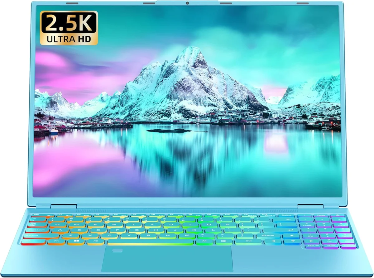 لابتوب رمتوك 16 انش بحواف ضيقة للغاية 2.5K QHD (2560x1600) IPS، في تل N95 (حتى 3.4Ghz)، ذاكرة RAM 16G 512G SSD، كيبورد باضاءة خلفية ملونة، بصمة اصبع، نوع C/HDMI/WiFi/HDD توسيع، ويندوز 11 لدراسة