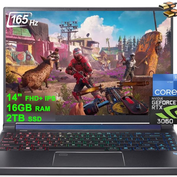 ايسر لابتوب العاب بريداتور تريتون 300 SE 14 14 انش FHD+ IPS 165Hz انتل 14-كور i7-12700H 16GB RAM 2TB SSD جيفورس RTX 3060 6GB RGB اضاءة خلفية بصمة الاصبع ثاندربولت ويندوز 11 اسود + كيبل HDMI