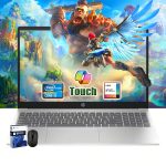 HP شاشة لمس 15.6 انش ومعالج انتل i5-1235U الجيل 12 (بيتس i7-8700) وذاكرة RAM 32GB وSSD 1TB وبطاقة رسومات ايرس Xe وويندوز 11 برو وشحن سريع لون فضي مع ماوس
