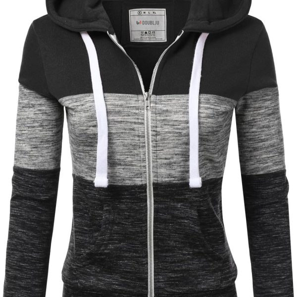 DOUBLJU womens Lightweight Zip-up Hoodie Jacket Hoodie