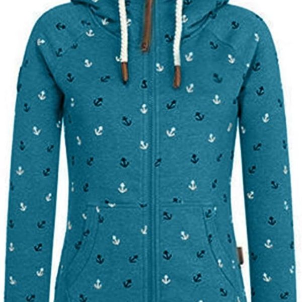 Jacket Women's Sweat Jacket Hoodie Sweatshirt Tops Women's Pullover Hoodie Jumper with Zip, turquoise, S