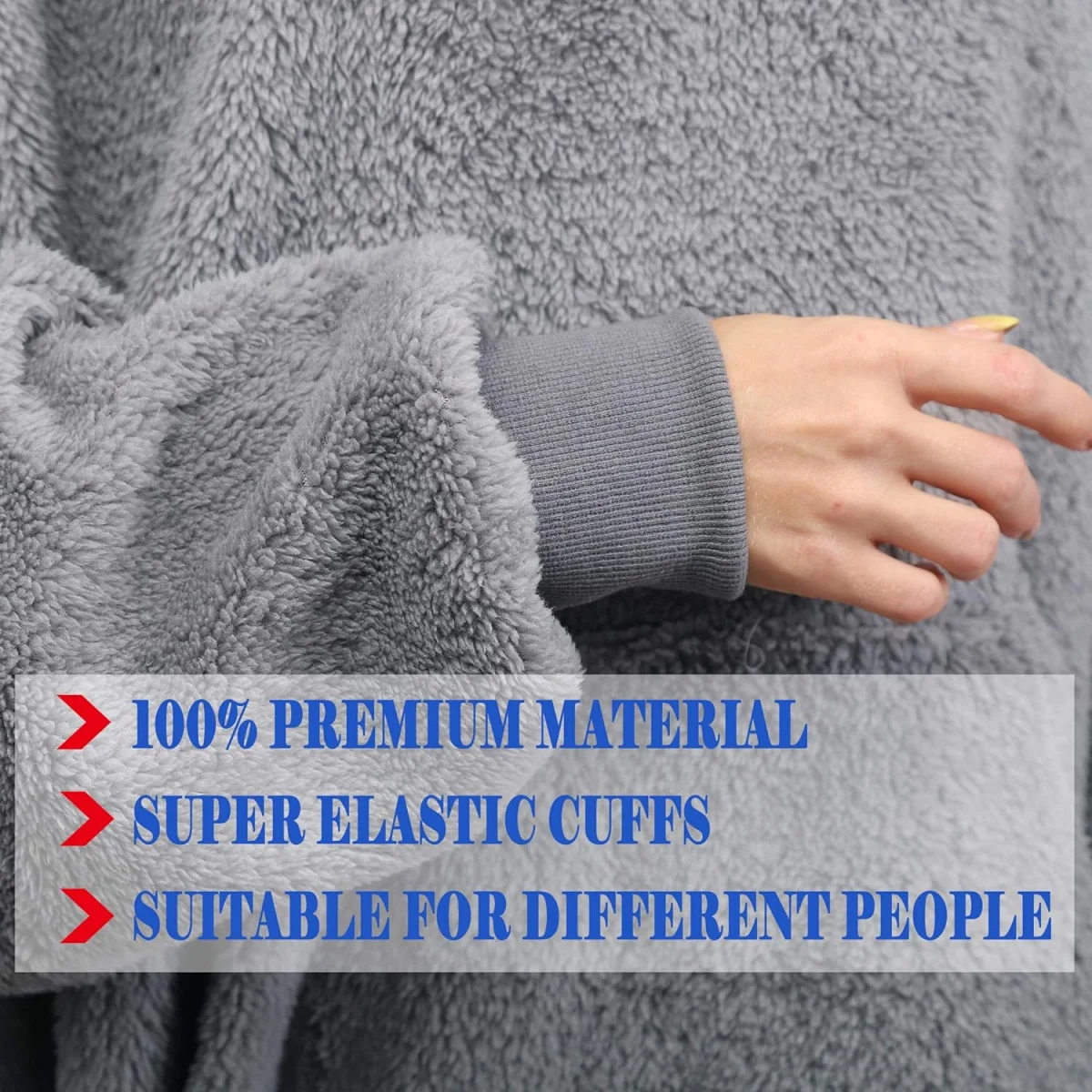 TRISTIN Women Sherpa Fluffle Sweatshirt Blanket Lengthen Warm Cozy Oversized Wearable Pocket Blanket Hoodie for Adults Unisex One Size Fits All
