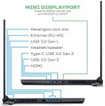 ⁦ايسر لابتوب العاب بريداتور هيليوس 300، انتل i7-10750H، انفيديا جيفورس RTX 2070 ماكس-كيو 8GB، شاشة 15.6 انش FHD 240Hz 3ms IPS، 16GB ثنائي القناة DDR4، 512GB NVMe SSD، واي فاي 6، كيبورد RGB،⁩ - الصورة ⁦8⁩