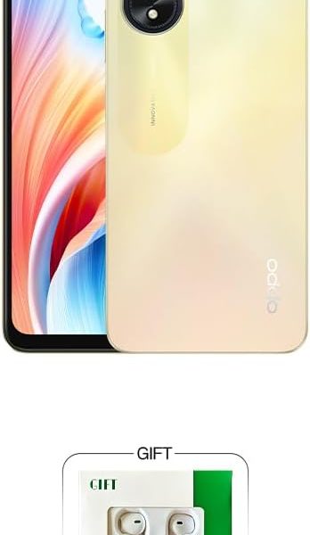 جوال اوبو A38 4G اندرويد ثنائي شرائح الاتصال - RAM 4GB - تخزين 128GB - إصدار المملكة العربية السعودية مع سماعة راس بلون ذهبي متوهج