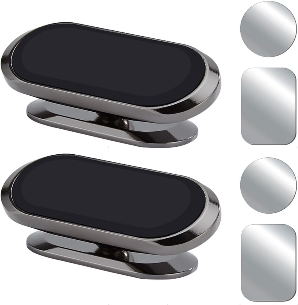 ECVV 2Pack Magnetic Phone Mount for Car Phone Holder Strong Magnet Mount 360° Adjustable Universal Dashboard Holder Fits All Smartphones with Adhesive Metal Plate Magnetic Patch-Black