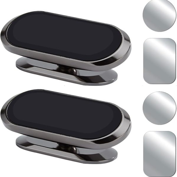 ECVV 2Pack Magnetic Phone Mount for Car Phone Holder Strong Magnet Mount 360° Adjustable Universal Dashboard Holder Fits All Smartphones with Adhesive Metal Plate Magnetic Patch-Black
