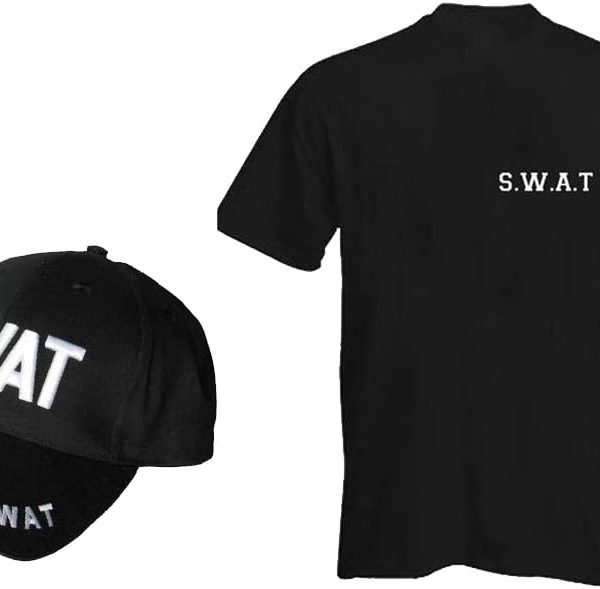 WickedFun® Boys Kids SWAT Team T-Shirt & Cap Set KIT Children Costume Police FBI Tactical Military Accessories