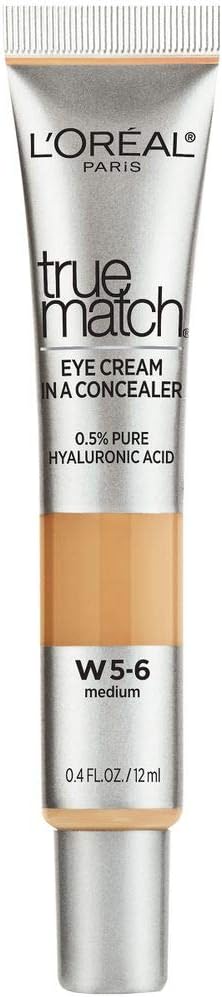 L’Oréal Paris True Match Eye Cream in a Concealer, 0.5% hyaluronic acid, Medium N5-6, 0.4 fl. oz.