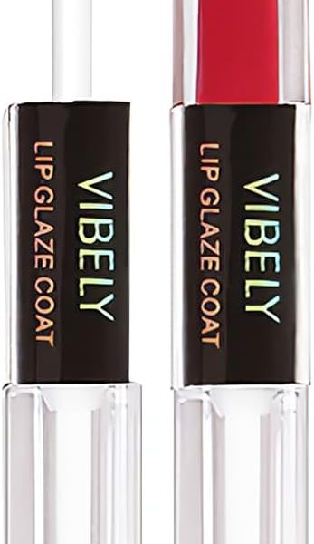 L&Wen 2 in 1 Velvet Matte Lip Gloss with Fixing Raincoat, Long Lasting Waterproof Double Head Lipstick Liquid, No Sticking Lip Makeup for Women Satin Red Currant 03#