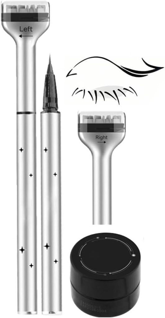 2-in-1 Bottom Eyelash Stamp & Eyeliner Kit, Waterproof Sweatproof Lower Lash Stamp, Reusable Eyelash Stamper for Perfect Lower Lashes (01#Black)