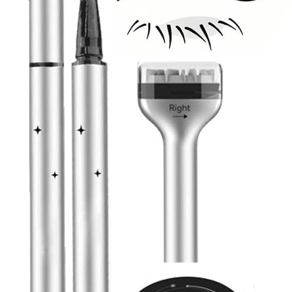 2-in-1 Bottom Eyelash Stamp & Eyeliner Kit, Waterproof Sweatproof Lower Lash Stamp, Reusable Eyelash Stamper for Perfect Lower Lashes (01#Black)
