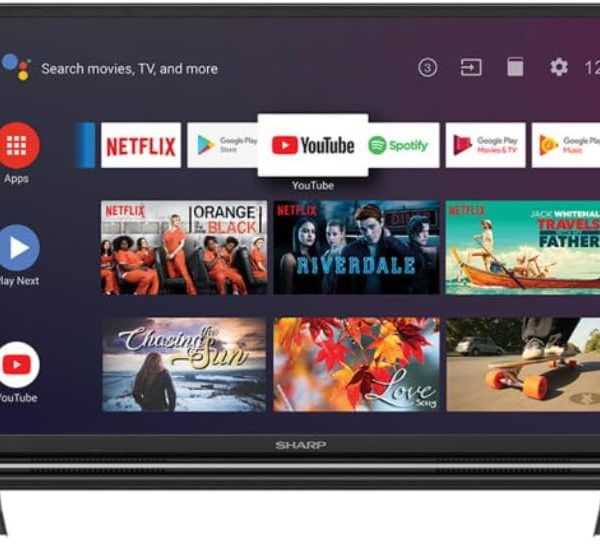شارب تلفزيون LED ذكي HD مقاس 32 بوصة بنظام اندرويد 9 - اسود