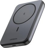 UGREEN Magsafe Power Bank 10000mAh, Wireless Portable Charger Fast Charging, Mobile Phone PD 20W Wired Charging, iPhone Magsafe Charger Battery Pack for iPhone 12-16 Series, Samsung Space Gray
