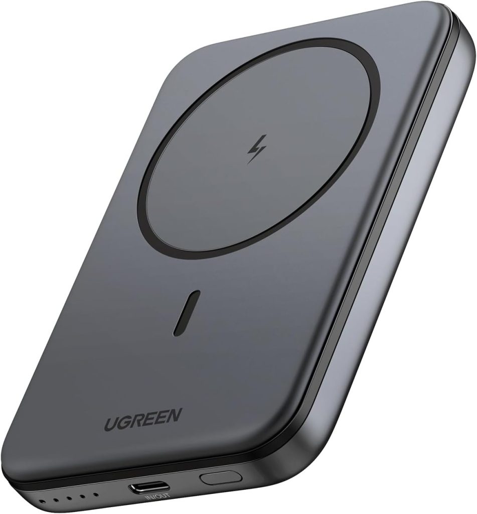 UGREEN Magsafe Power Bank 10000mAh, Wireless Portable Charger Fast Charging, Mobile Phone PD 20W Wired Charging, iPhone Magsafe Charger Battery Pack for iPhone 12-16 Series, Samsung Space Gray