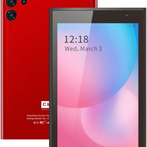 تابلت سيديا CM522 سمارت بشاشة 7 انش للاطفال - اندرويد تاب واي فاي و5G LTE، ذاكرة روم 128 جيجا و6 جيجا، يدعم زووم ومايكروسوفت (احمر)