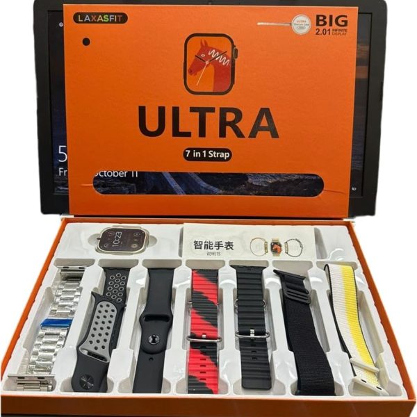 Smart Watch for Men and Women, 7 Extra Straps, Wireless Charging, Fitness Tracker with Heart Rate Monitor, Sleep Quality Tracker, Bluetooth Calling, 100 Sports Modes - Gift Box