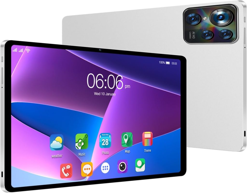 تابلت اندرويد 10.1 انش بمعالج ثماني النواة وذاكرة RAM 6GB وذاكرة روم 128GB ومكالمات هاتفية مع شريحة اتصال وشاشة لمس HD IPS وواي فاي وبلوتوث وكاميرا مزدوجة وجوجل (فضي) من سي جي واي كيو