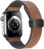 Leather Bands Compatible with Apple Watch Band 42mm 44mm 45mm 49mm,Mens Leather Watch Band Vintage Fashion,Replacement Bands Strap for iWatch Series Ultra 8 7 6 5 4 3 2 1 SE Women Men