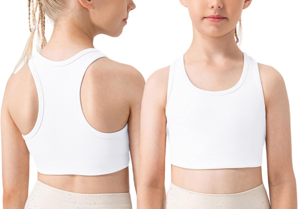SEAUR Girls Dance Crop Tank Tops Solid Crewneck Racerback Athletic Camisoles Fashion Quick Dry Elastic Soft Dancewear
