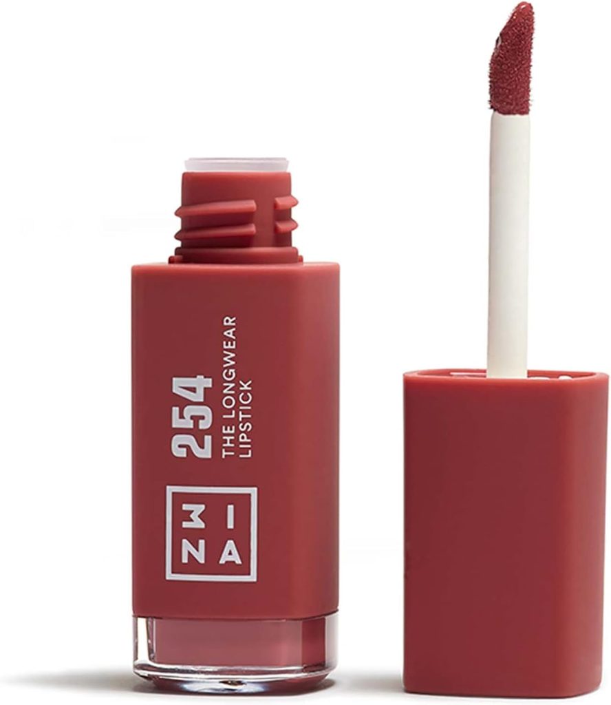3INA MAKEUP - The Longwear Lipstick 254 - Dark pink nude - Long Lasting Lipstick - Matte Lipstick with Hyaluronic Acid to Moisturise the Lips - Highly Pigmented Liquid Lipstick - Vegan - Cruelty Free