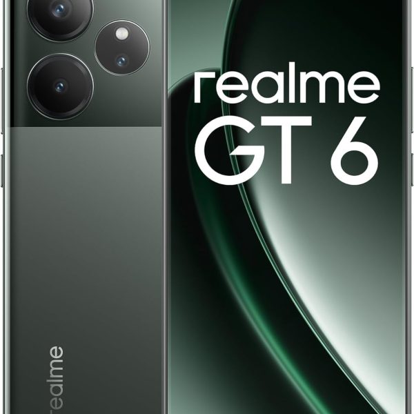 جوال ريلمي جي تي 6 ثنائي شرائح الاتصال بذاكرة RAM 16GB - روم 512GB 5G شاشة اموليد 6.75 بوصة مع شاحن سوبر فوك 120 واط بطارية 5500 mAh إصدار الشرق الأوسط أخضر ريزور