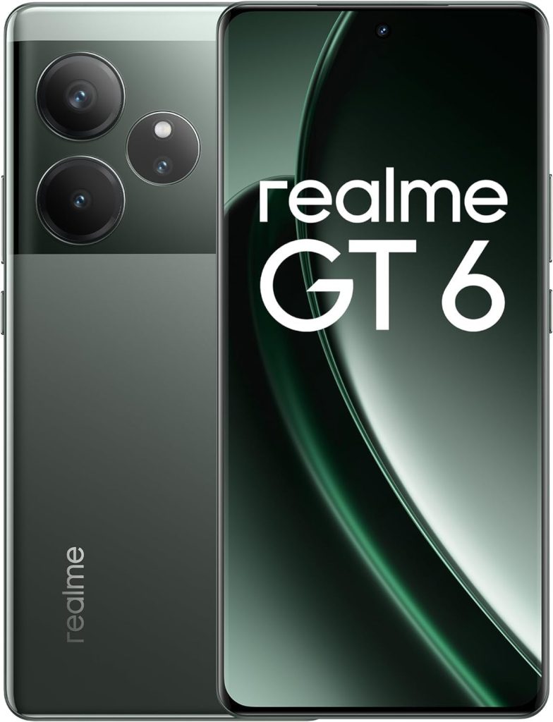 جوال ريلمي جي تي 6 ثنائي شرائح الاتصال بذاكرة RAM 16GB - روم 512GB 5G شاشة اموليد 6.75 بوصة مع شاحن سوبر فوك 120 واط بطارية 5500 mAh إصدار الشرق الأوسط أخضر ريزور