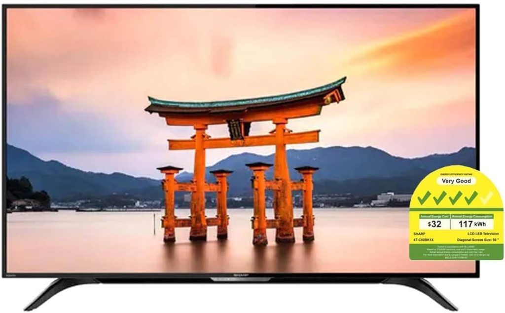 شارب تلفزيون ذكي 50 بوصة بدقة 4 كيه اتش دي ار اندرويد سليم ليد - 4t-c50bk1x، أسود
