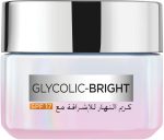 كريم نهاري جليكوليك برايت جلووينغ - عامل حماية من الشمس 17 وحمض الجليكوليك لوريال باريس 50 مل