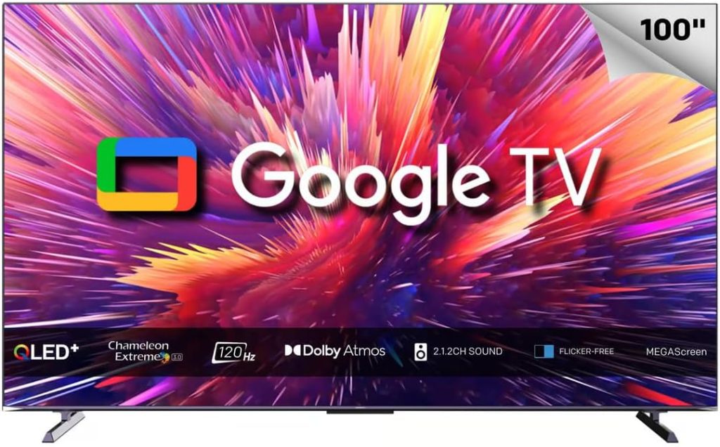 سكاي ورث 100SUF958P 100 بوصة QLED 4K UHD 3840 X 2160 2.1 HDMI 120Hz ذكي (تلفزيون جوجل)، رمادي
