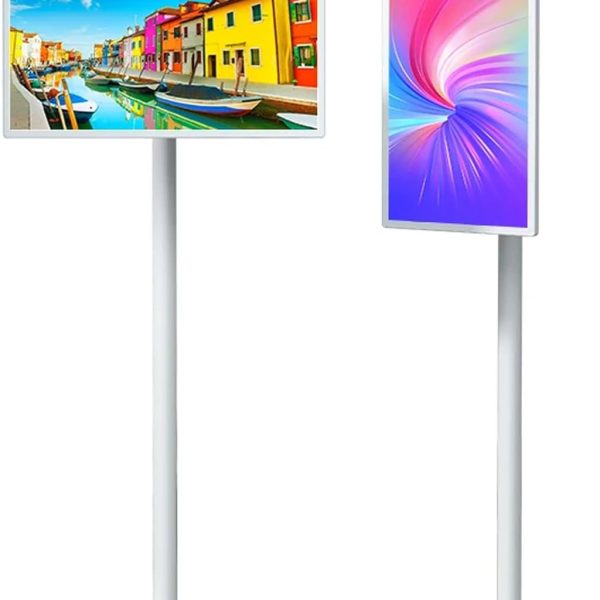 تلفزيون محمول على عجلات، 24 بوصة TFT HD LCD، شاشة جوال قابلة للدوران 8G+128G للبث المباشر (قابس بريطاني 100-240 فولت، من دبفورز