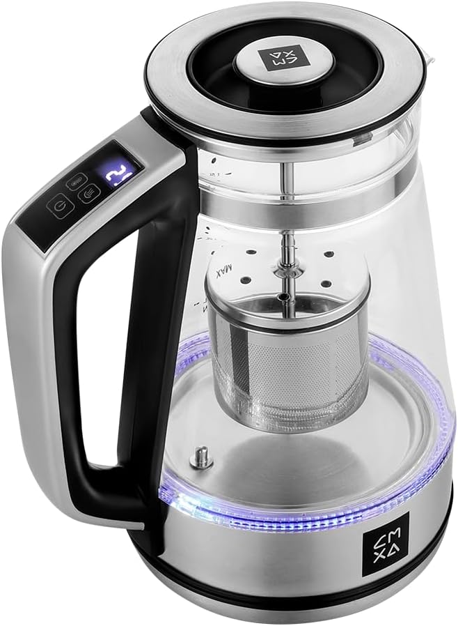 CMXA 1800/2000 Watts Tea Maker Kettle with Temperature Control, 1.5 Liter Capacity, Silver