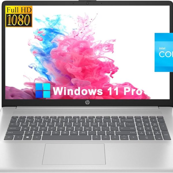 HP احدث لابتوب 2024 17 17.3 انش IPS FHD [ويندوز 11 برو S]، الجيل 12 انتل سداسي النواة i3-1215U، 16GB RAM، 1TB PCIe SSD، لوحة مفاتيح رقمية، شحن سريع، واي فاي 5، بلوتوث 5.0، HDMI، مع بطارية