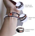 ⁦For xiaomi Mi Band 4/3 Replacement Leather Beading Bracelet Weave Braided Strap Case Soft Smart Watch band⁩ - الصورة ⁦6⁩