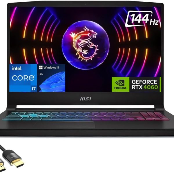 لابتوب ألعاب ام اس اي كاتانا 15 بشاشة FHD 15.6 بوصة، انتل كور i7-12650H، جيفورس RTX 4060 8GB، 16GB DDR5، 1TB PCIe 4.0، واي فاي 6، لوحة مفاتيح بإضاءة خلفية RGB 4، USB-C، RJ45، PDG HDMI، ويندوز 11 برو