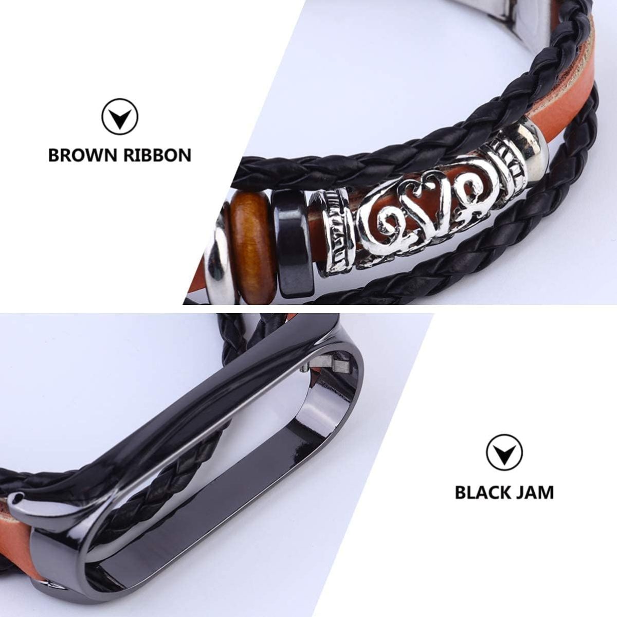 ⁦For xiaomi Mi Band 4/3 Replacement Leather Beading Bracelet Weave Braided Strap Case Soft Smart Watch band⁩ - الصورة ⁦7⁩
