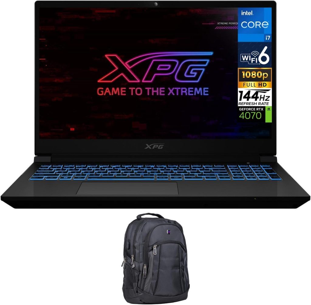 لابتوب العاب اكس بي جي زينيا 15G 15.6 انش 144Hz IPS FHD (انتل i7-14700HX، RTX 4070 8GB، 16GB DDR5 RAM، 1TB SSD، كيبورد باضاءة خلفية RGB، واي فاي 6E، RJ-45، كاميرا ويب 1080P)، شنطة ظهر فيلزتورم