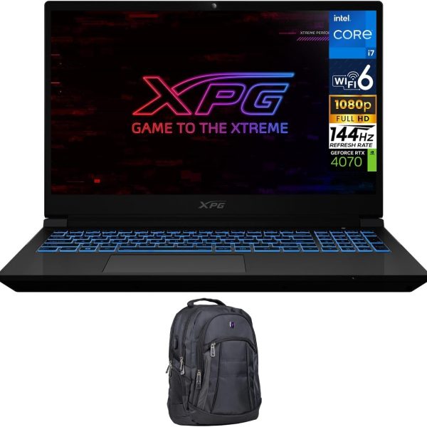 لابتوب العاب اكس بي جي زينيا 15G 15.6 انش 144Hz IPS FHD (انتل i7-14700HX، RTX 4070 8GB، 16GB DDR5 RAM، 1TB SSD، كيبورد باضاءة خلفية RGB، واي فاي 6E، RJ-45، كاميرا ويب 1080P)، شنطة ظهر فيلزتورم