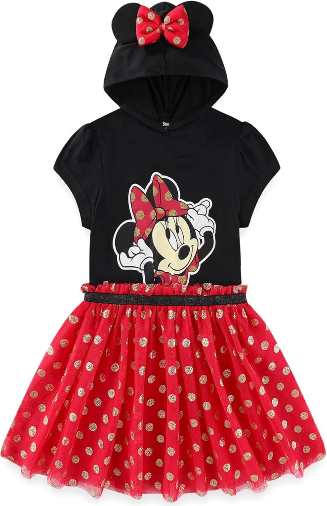 Disney Minnie Mouse Girls Cosplay Hooded Tulle Dress for Toddler to Big Kids