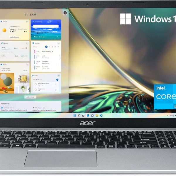 لابتوب ايسر اسباير 5 A515-56-36UT رفيع بشاشة 15.6 انش FHD ومعالج انتل كور i3-1115G4 الجيل 11 وDDR4 4GB وSSD NVMe 128GB وواي فاي 6 وامازون اليكسا وويندوز 10 هوم (وضع S)