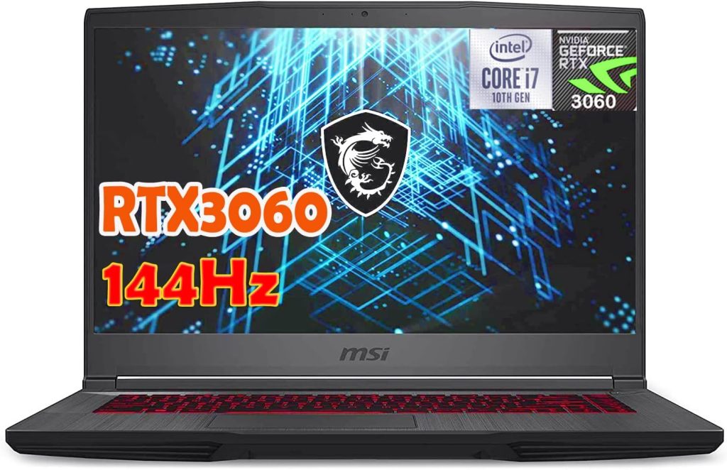 لابتوب العاب ام اس اي انتل كور i7- 10750H RTX3060 جي اف 65 نحيف شاشة 15.6 انش FHD تقنية - IPS 144 HZ 3 مللي لكل ثانية، الذاكرة المستديمة SSD16 GB 1 تيرابايت ويندوز 10، كيبورد باضاءة خلفية، ويب كام